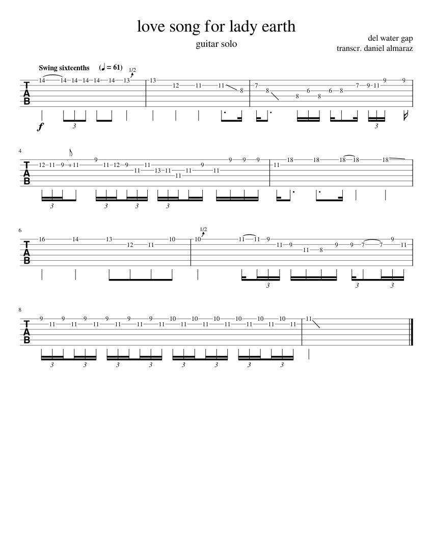 love song for lady earth (guitar solo) Sheet music for Guitar (Solo