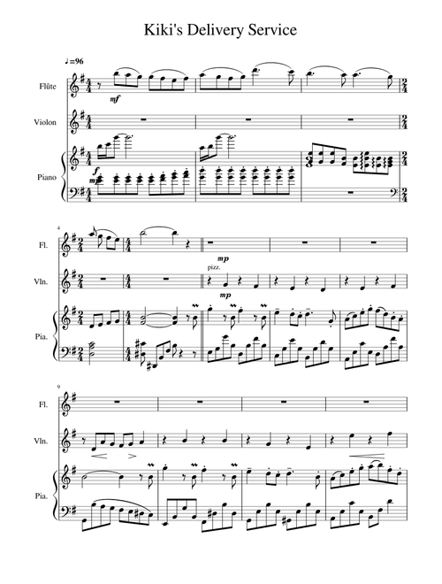 Kiki's delivery service for Flute, Violin and Piano