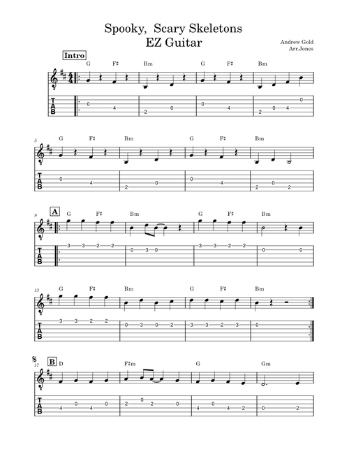 Spooky Scary Skeletons – Andrew Gold; Arr.Jones