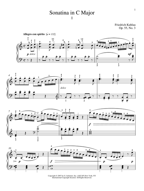 Sonatina In C Major, Op. 55, No. 3 (Ed. Jeffrey Biegel) - Friedrich Kuhlau (Piano Solo)