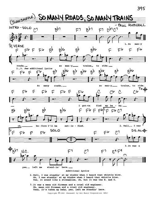 So Many Roads, So Many Trains - Otis Rush (Real Book - Melody-Chords-Lyrics)