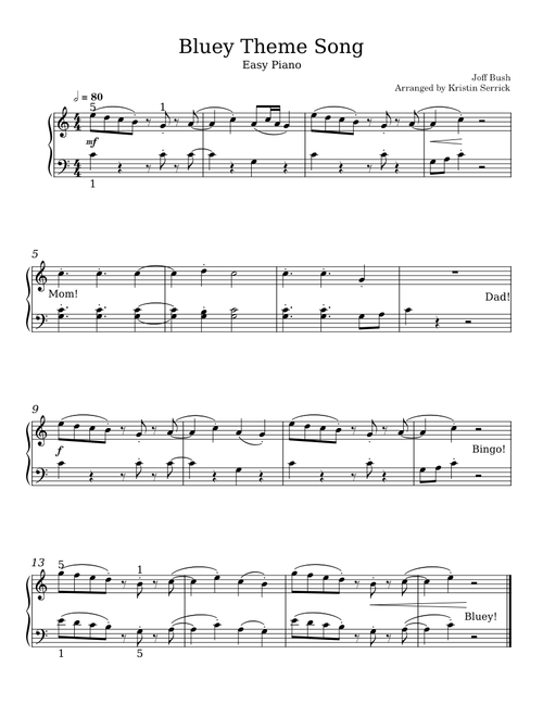 "Bluey" Theme Song (From ABC Kids' "Bluey") – Joff Bush Easy Piano