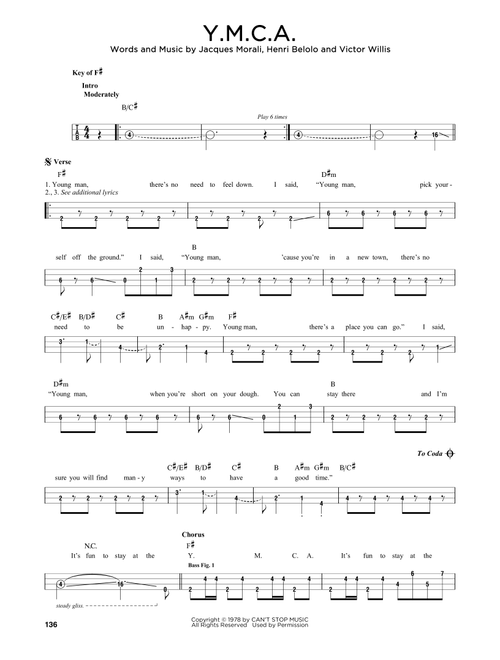 Y.M.C.A. - Village People (Easy Bass Tab)