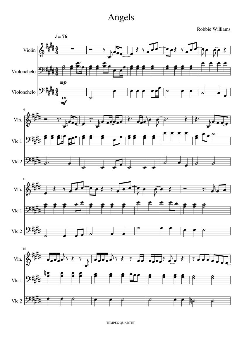 irregular Mendicidad agradable Angels - ROBBIE WILLIAMS Sheet music for Violin, Cello (Mixed Trio) |  Musescore.com