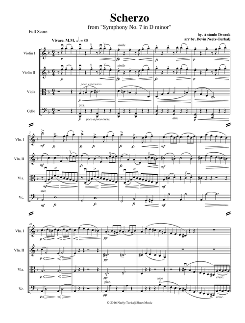 Scherzo from Symphony No. 7 (Arr. Devin Neely-Turkalj) - Antonin Dvorak (String Quartet)