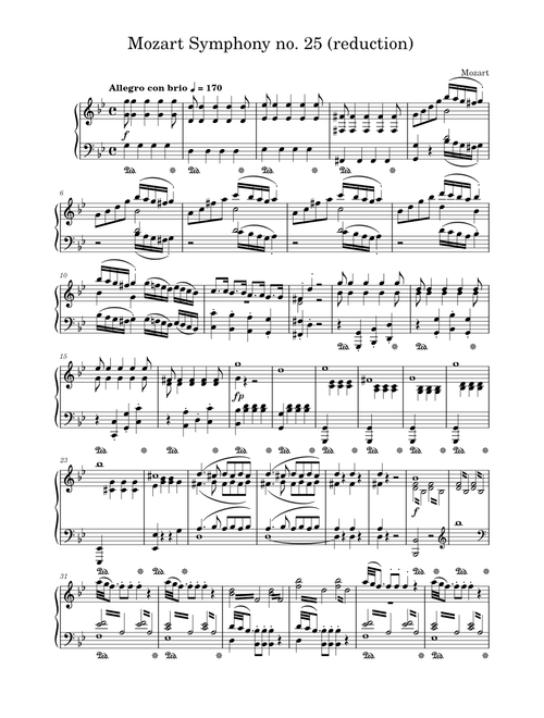 Mozart Symphony no. 25 mvt. 1 reduction (WIP)