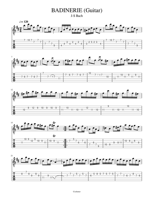 BADINERIE suite no2 (Guitare TAB)_J-S-Bach