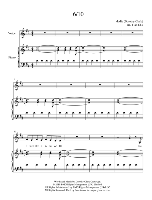 6/10 (Arr. Ylan Chu) - Dodie (Piano-Vocal-Guitar)