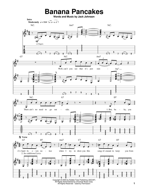 Banana Pancakes - Jack Johnson (Guitar Tab Play-Along)