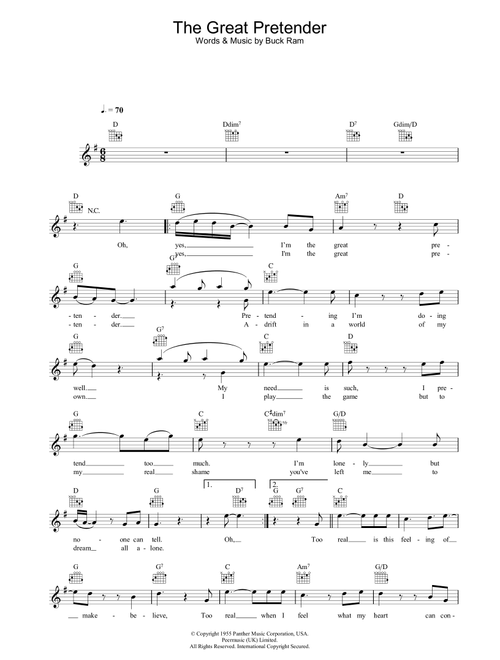The Great Pretender - Freddie Mercury, The Platters (Lead Sheet - Fake Book)