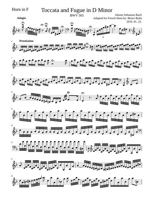 Toccata and Fugue in D Minor for French Horn