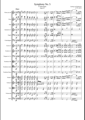Beethoven Symphony No. 5 (1st movement) Piano solo Sheet