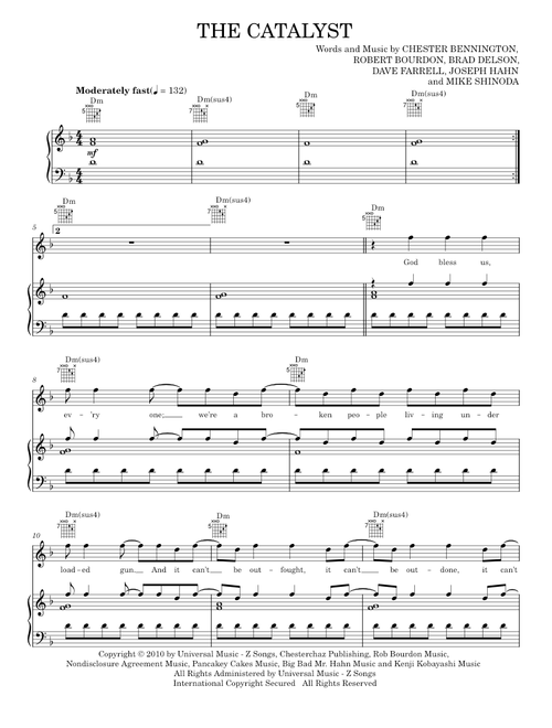The catalyst - Linkin Park (Piano-Vocal-Guitar)