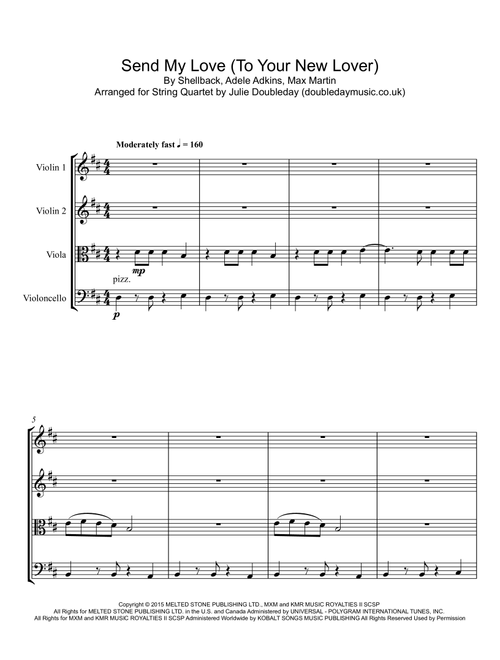 Send My Love (to Your New Lover) (Arr. Julie Doubleday) - Adele (String Quartet)