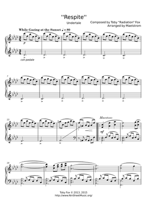Respite - Toby Fox Sheet Music for Piano (Solo) easy | MuseScore.com