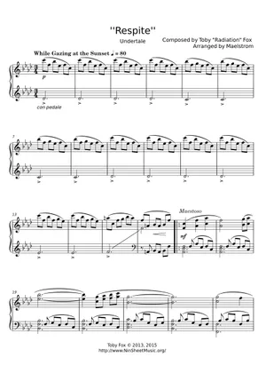 Radiation Fox Respite - Toby Fox Sheet Music for Piano (Solo) easy | MuseScore.com