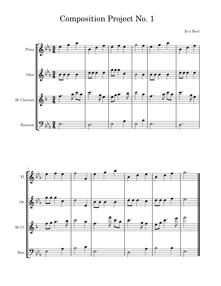 Composition_Project_No._1 Sheet music for Flute, Oboe, Clarinet in b ...