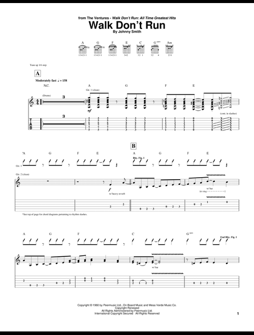Walk Don't Run - The Ventures (Guitar Tab)