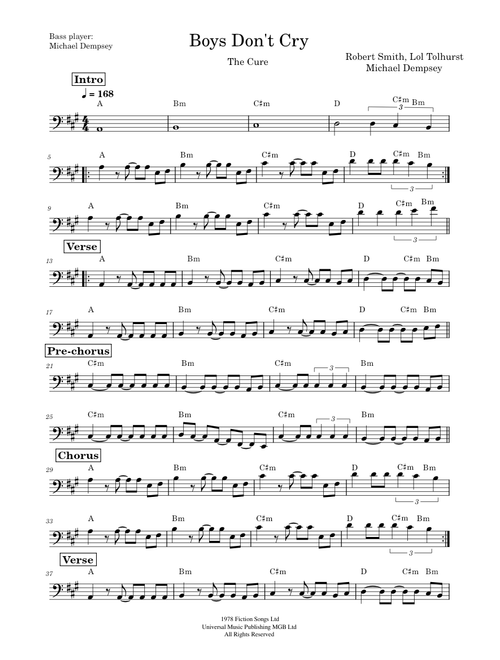 Boys Don't Cry – The Cure (Bass Guitar)