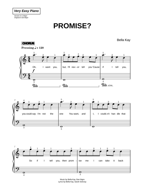 Promise? - Bella Kay (Very Easy Piano)