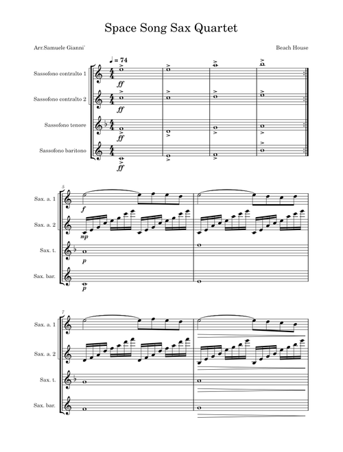 Space Song - Beach House Sax Quartet