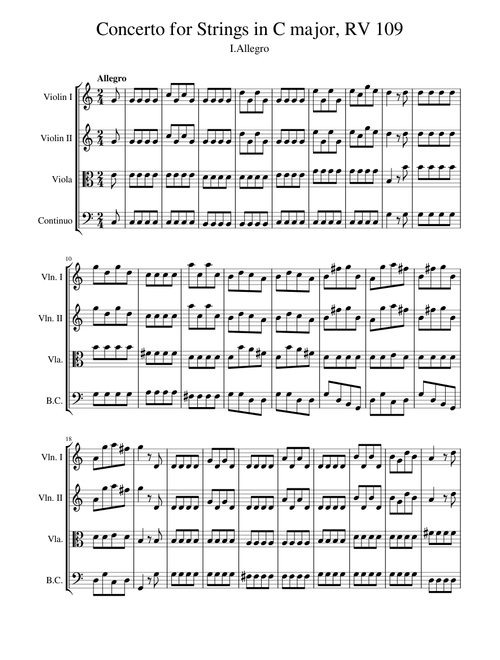 Antonio Vivaldi - Concerto for Strings in C major, RV 109 I.Allegro