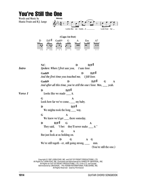 You're Still The One - Shania Twain (Guitar Chords-Lyrics)