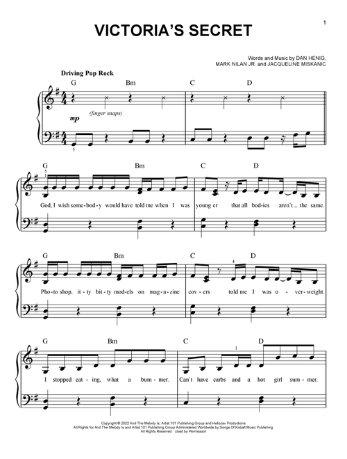 Victoria's Secret - Jax (Easy Piano)