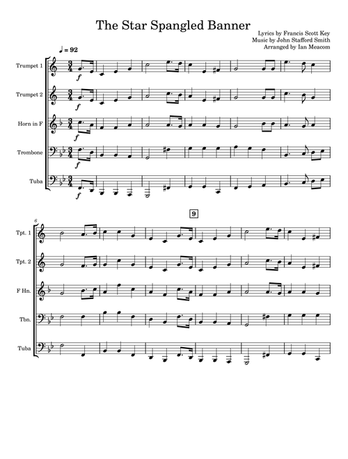 The Star Spangled Banner (Arr. Ian Meacom) - Francis Scott Key (Brass Ensemble)
