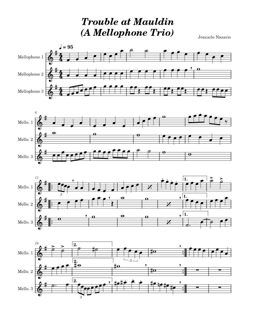 trouble at Mauldin A Mellophone Trio Sheet music for Mellophone (Brass