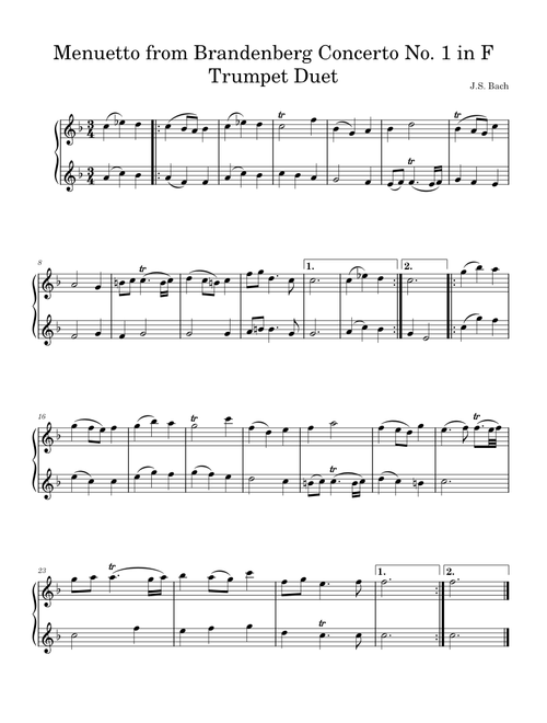 Brandenburg Concerto – Bach - Trumpet Duet - Baroque Duets