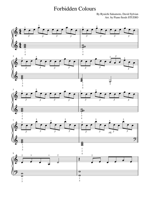 Forbidden Colours – Ryuichi Sakamoto EASY PIANO