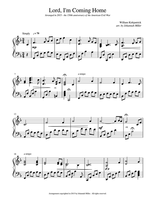 Lord I'm Coming Home (Arr. Johannah Miller) - William Kirkpatrick (Piano Solo)