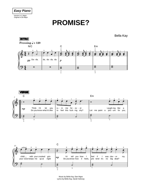 Promise? - Bella Kay (Easy Piano)