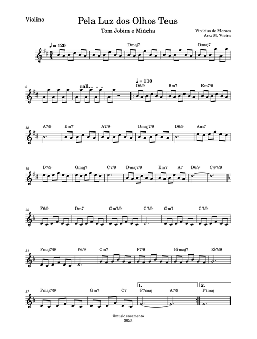 Pela Luz Dos Olhos Teus (Arr. M. Vieira) - Vinicius de Moraes (Violin Solo)