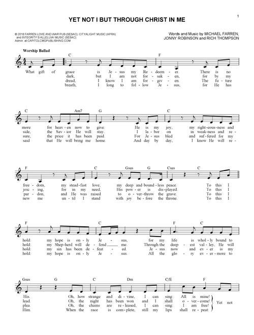 Yet Not I But Through Christ In Me - CityAlight (Lead Sheet - Fake Book)
