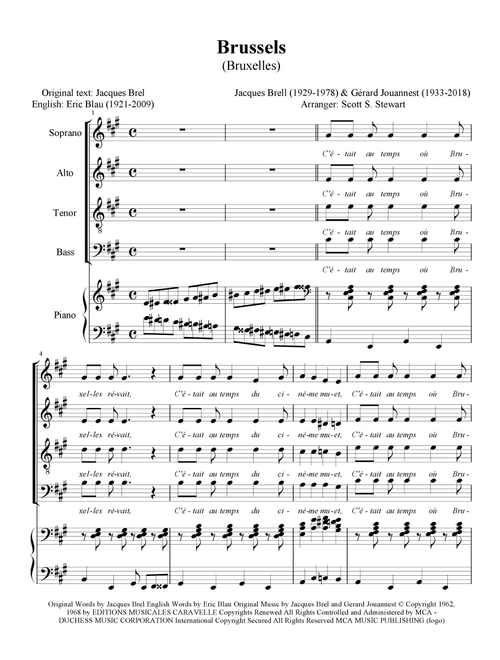 Brussels (bruxelles) (Arr. Scott S. Stewart) - Jacques Brel, Gerard Jouannest (Choral, SATB)
