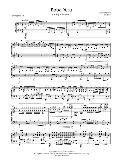 Baba Yetu – Christopher Tin for Piano