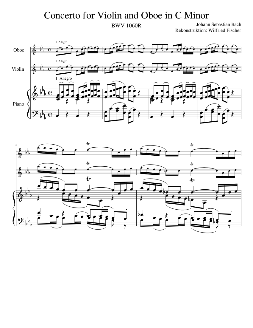 Concerto for Oboe and Violin BWV 1060R by J. S. Bach for