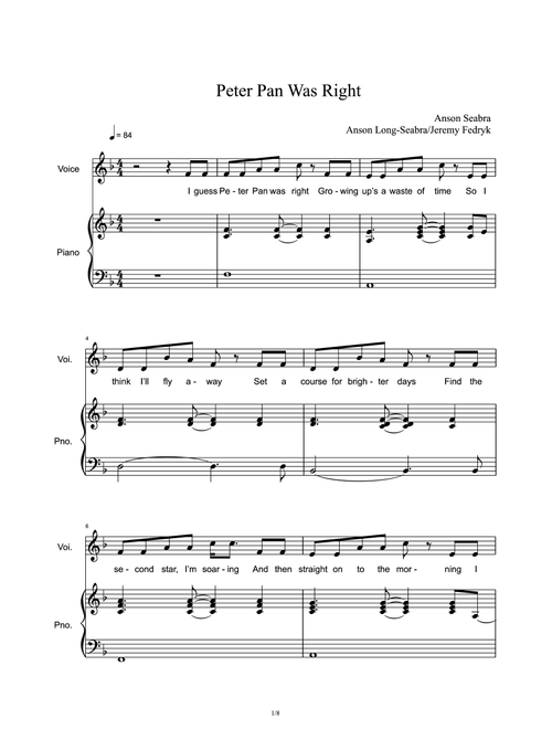 Peter Pan Was Right (Arr. Anson Seabra) (Piano Vocal)