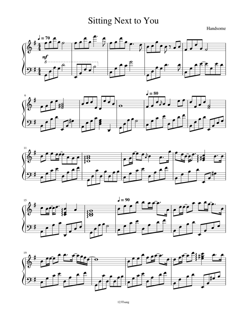 Sitting Next to You Sheet Music for Piano (Solo) | MuseScore.com