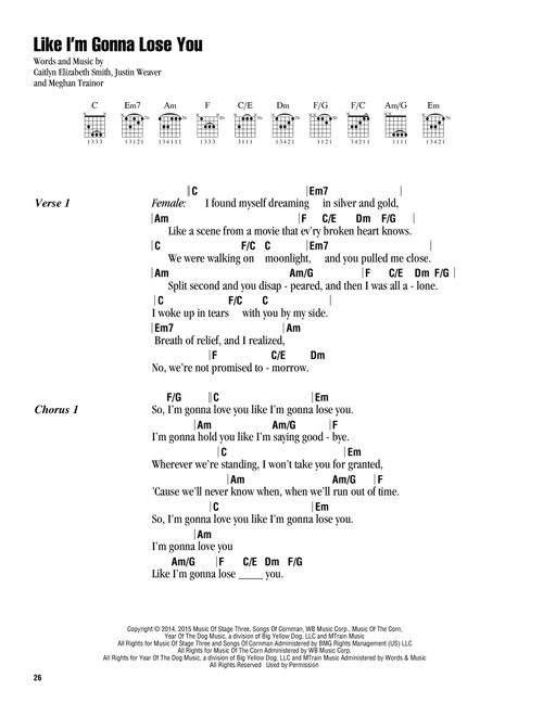 Like I'm Gonna Lose You - Meghan Trainor (Guitar Chords-Lyrics)