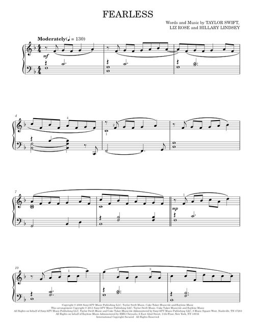 Fearless - Taylor Swift (Piano Solo)