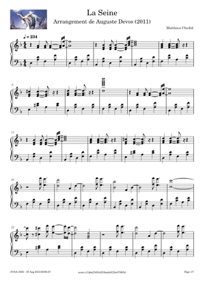 La Seine – Vanessa Paradis Sheet Music for Piano, Flute, Viola