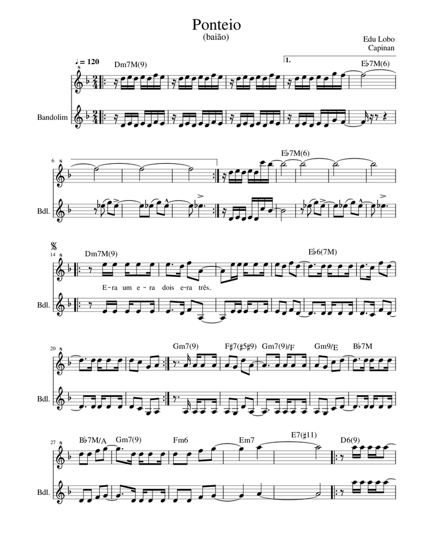 PonteioDmEdu Lobo e Capinan Sheet music for Flute, Mandolin (Mixed
