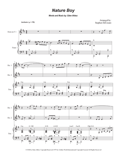 Nature Boy (Arr. Stephen DeCesare) - Nat King Cole (French Horn Duet)