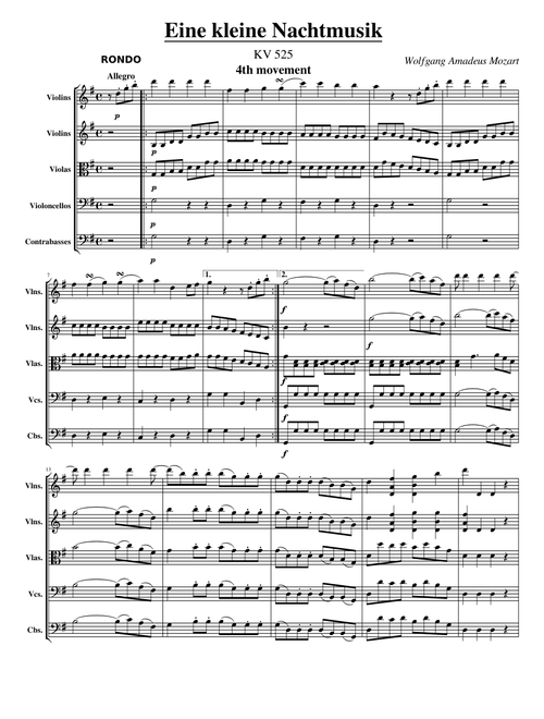W.A.Mozart - "Eine kleine Nachtmusik " - 4th movement