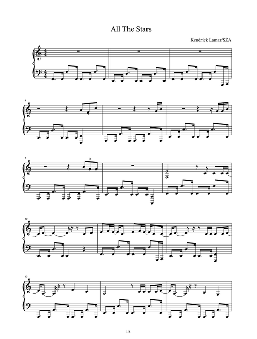 All The Stars (Arr. Kendrick Lamar and SZA) (Piano Solo)