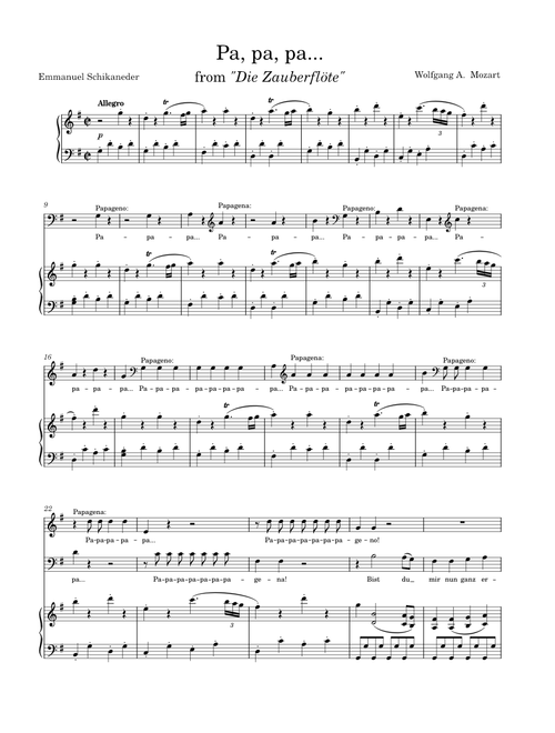 Pa, pa, pa... ,from "Die Zauberflöte"