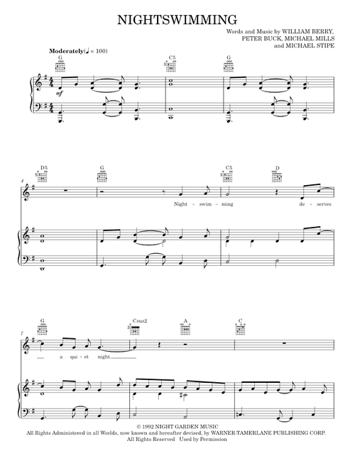 Nightswimming - R.E.M. (Piano-Vocal-Guitar)